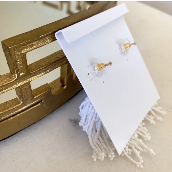 Panacea Tassel Earrings White Beaded - Picture 10 of 11